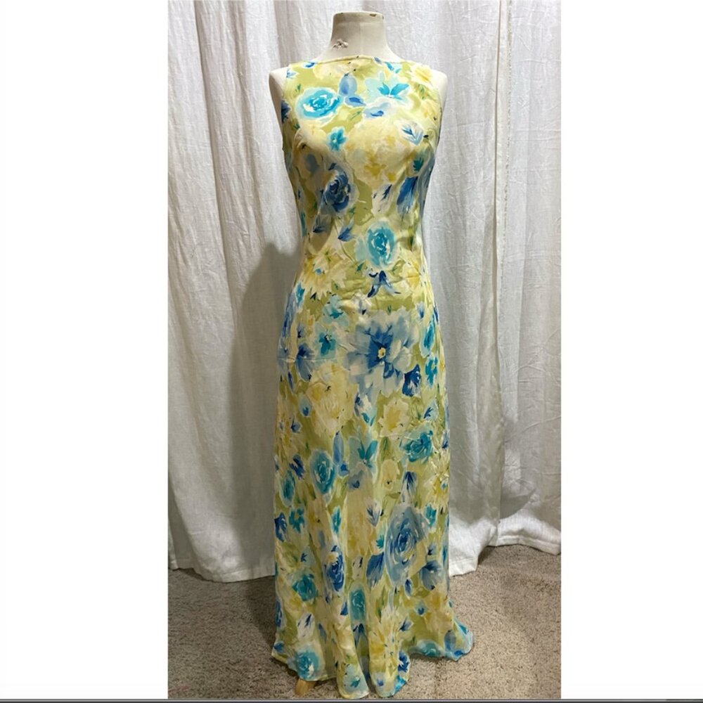 Ann Taylor Floral Maxi Dress - Yellow and Blue